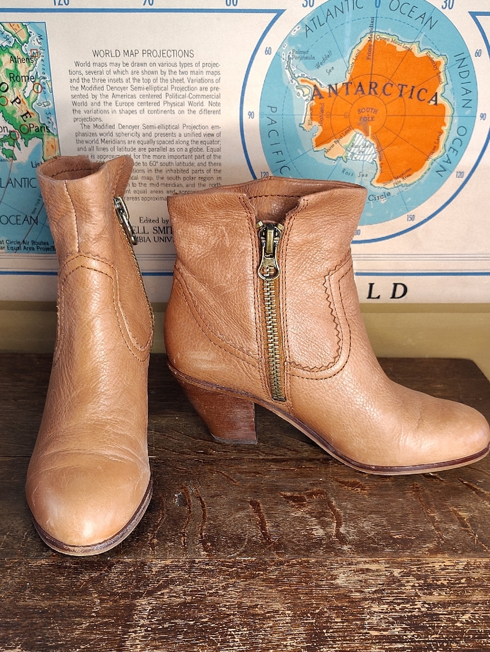 Sam Edelman Leather Ankle Boots with Side Zip - Tan